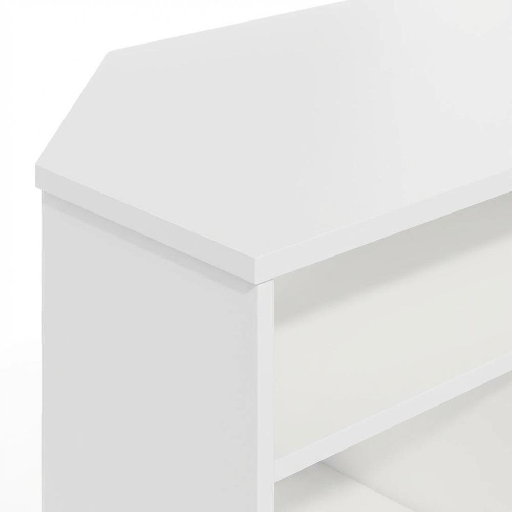 White Corner TV Stand, up to 55-Inch Flat Screens, Solid Rubberwood