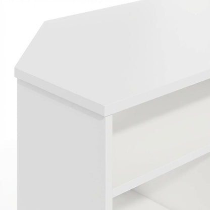 White Corner TV Stand, up to 55-Inch Flat Screens, Solid Rubberwood