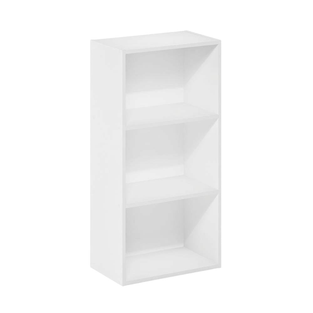 White 3-Tier Open Shelf Bookcase with Modern Wooden Design