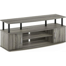 Grey 50 Inch TV Stand,Three Open Shelves and Two-Door Storage Modern TV Console