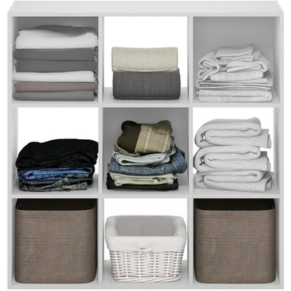 White Engineered Wood 9 Cube Storage Organizer with Modern Storage Cubes