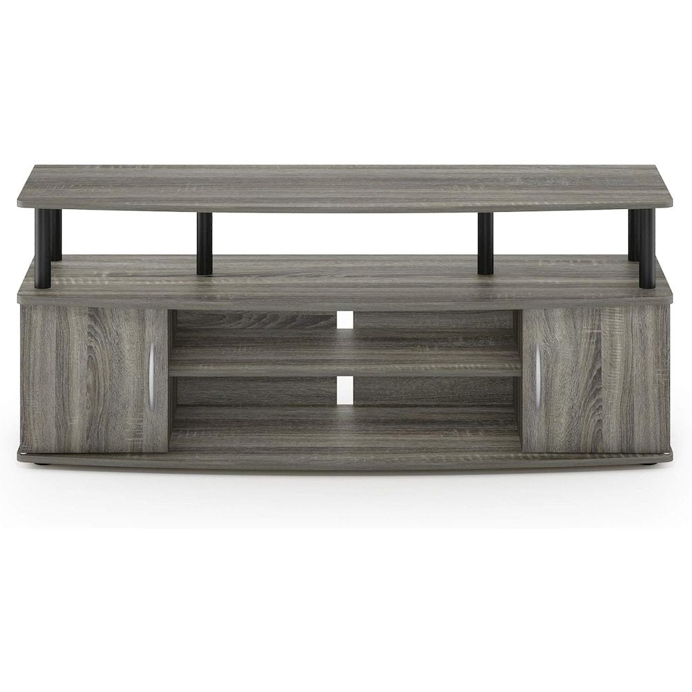 Grey 50 Inch TV Stand,Three Open Shelves and Two-Door Storage Modern TV Console