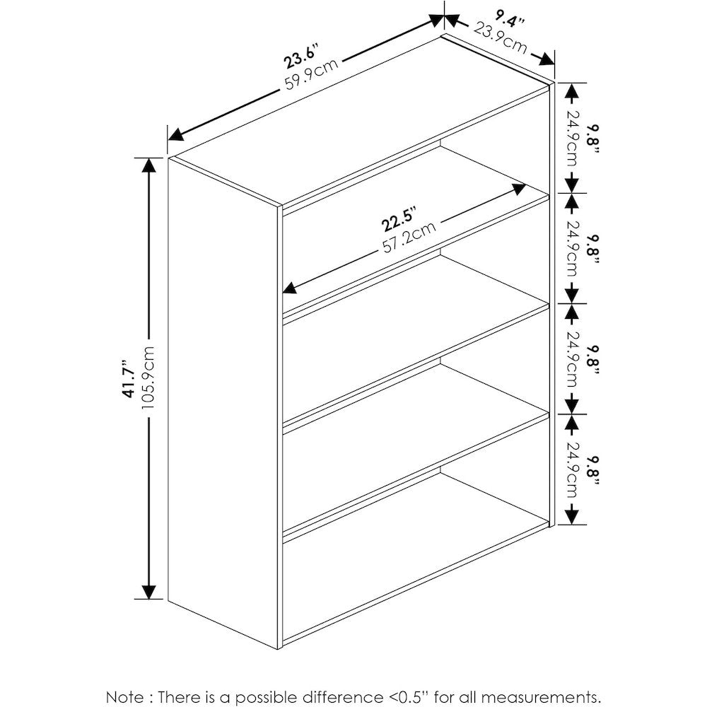 White Wooden Book Shelf with Four Open Wooden Shelves for Modern Interiors