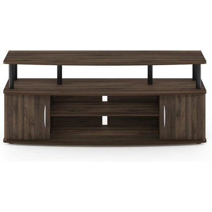 Brown 50 Inch TV Stand with Open Shelves and Dual Storage Cabinet Doors