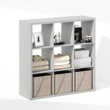 White Engineered Wood Cube Storage Organizer with 9 Open Storage Cubes