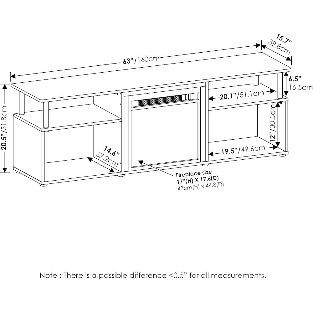 Black 70 Inch Fireplace TV Stand with Four Shelves and Elegant Electric Insert