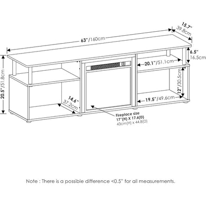 Black 70 Inch Fireplace TV Stand with Four Shelves and Elegant Electric Insert