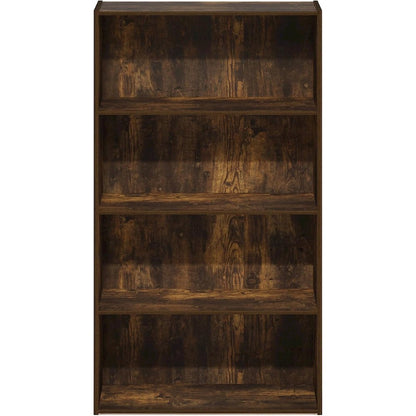 Brown Wooden Book Shelf with Four Tiers of Wooden Shelves for Stylish Display