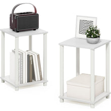 White Wooden End Tables Set of 2 with Storage Shelves for Living Room