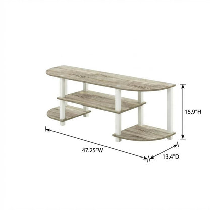 Wood TV Stand with Sonoma Oak/White Finish for Entertainment Center