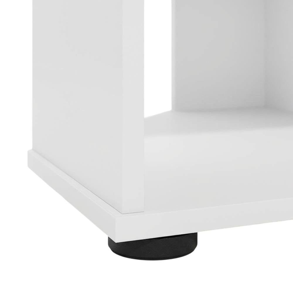White Corner TV Stand, up to 55-Inch Flat Screens, Solid Rubberwood