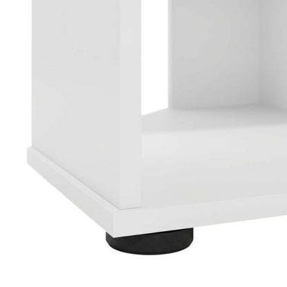 White Corner TV Stand, up to 55-Inch Flat Screens, Solid Rubberwood