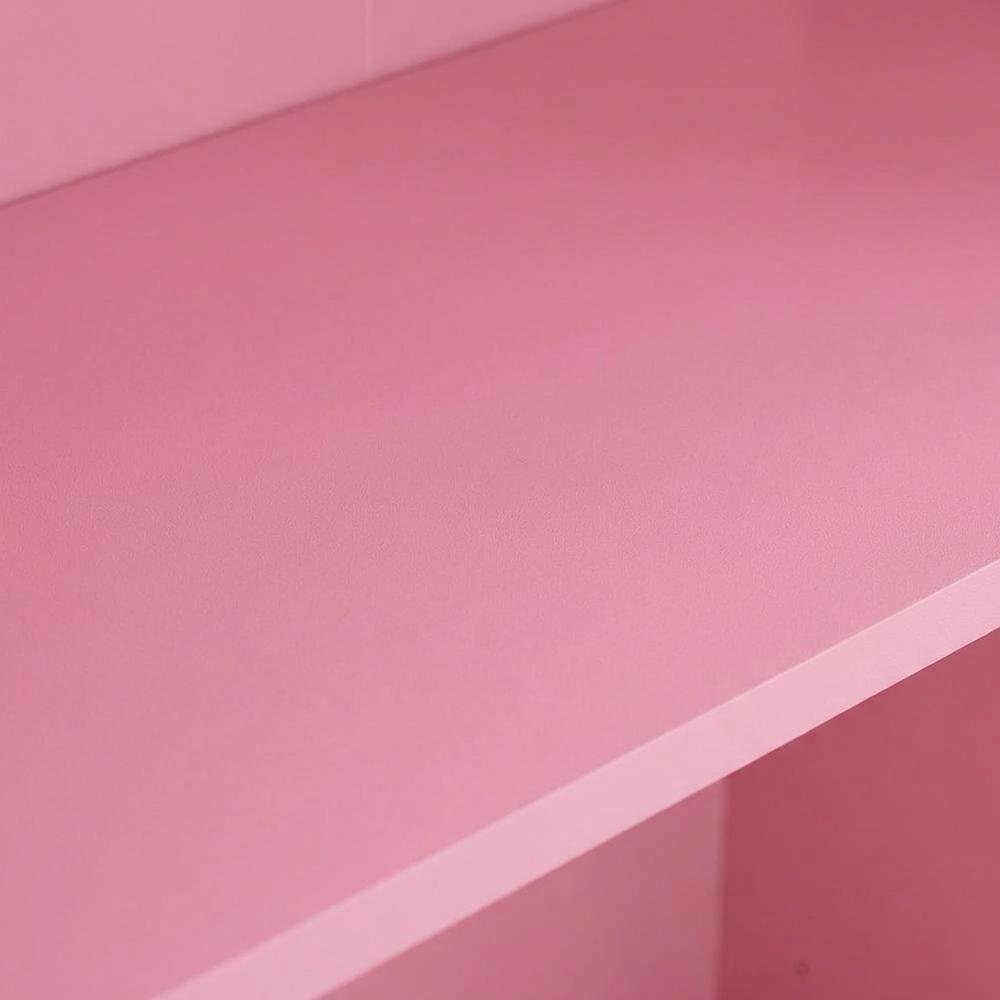 Pink 3-Tier Adjustable Shelf Bookcase with Sturdy Wood Construction