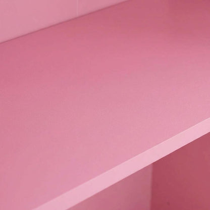 Pink 3-Tier Adjustable Shelf Bookcase with Sturdy Wood Construction