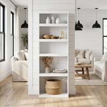 White 5-Tier Shelf Bookcase with Sturdy Wood Construction