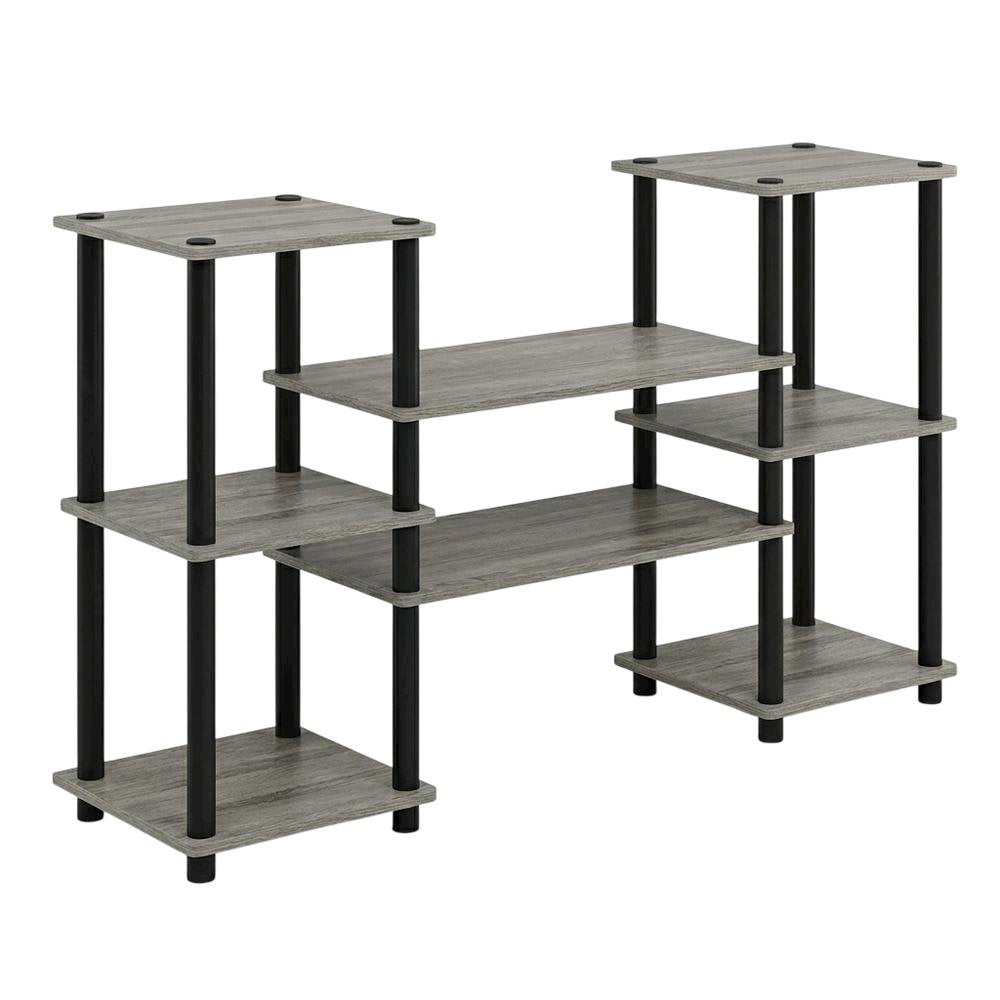 Contemporary Entertainment Center in French Oak and Black Finish with Storage