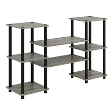 Contemporary Entertainment Center in French Oak and Black Finish with Storage