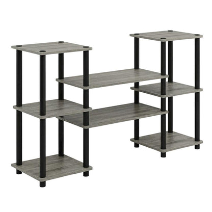 Contemporary Entertainment Center in French Oak and Black Finish with Storage