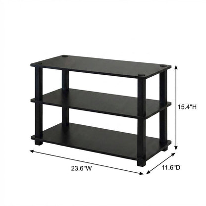 Brown 3-Tier Shoe Rack, Composite Wood, PVC Tubes, Tool-Free Assembly