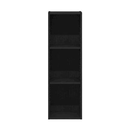 Wooden Bookcase in Black Finish with Spacious Shelves for Storage