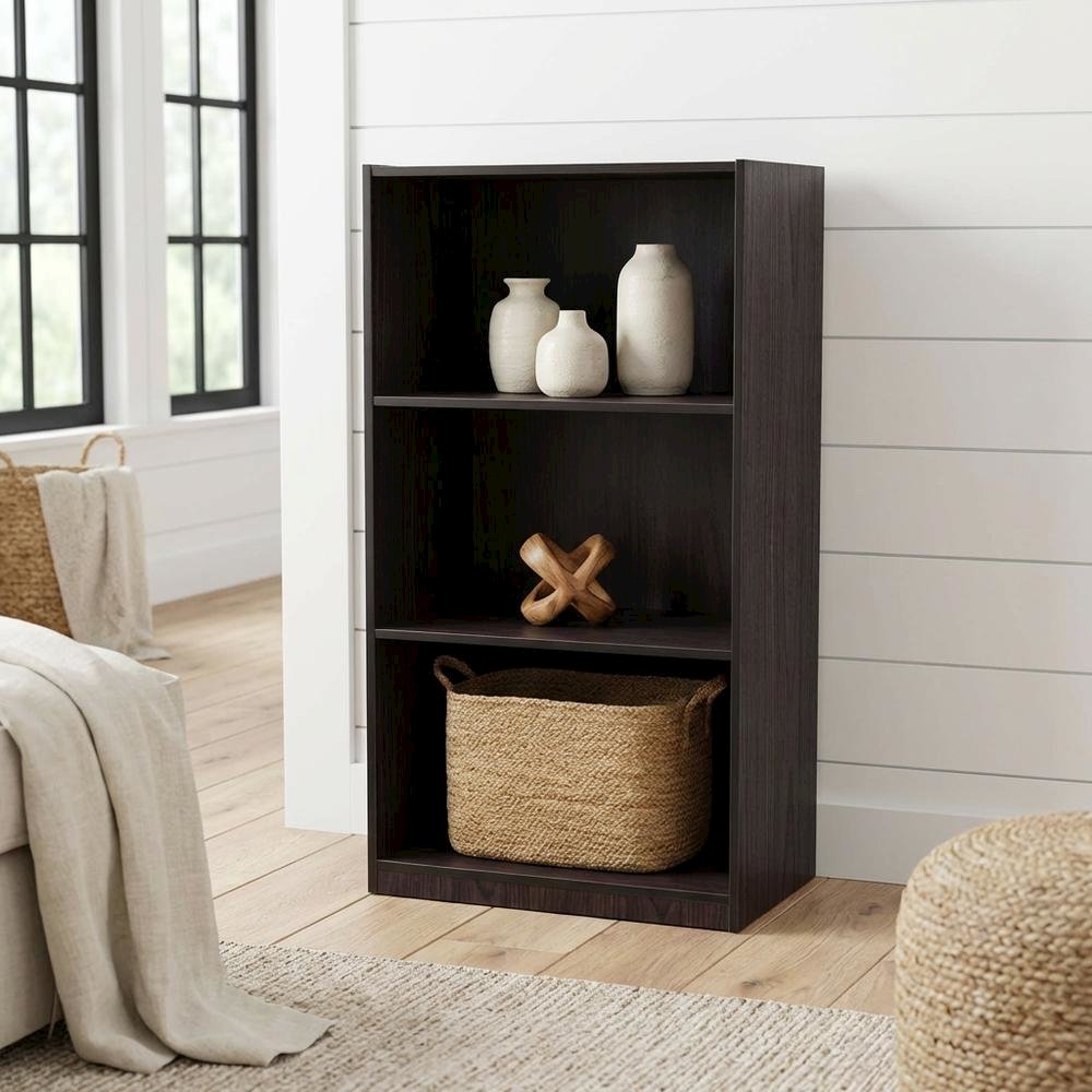 Wooden 3-Tier Bookcase with Storage Shelves for Living Room and Office