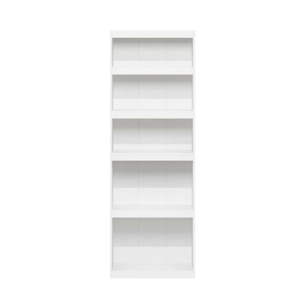 White 5-Tier Shelf Bookcase with Sturdy Wood Construction