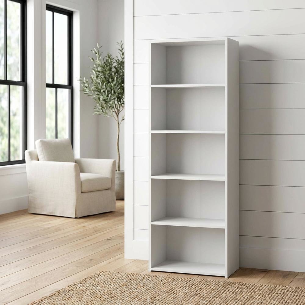 Wooden bookcase with open shelving for home storage
