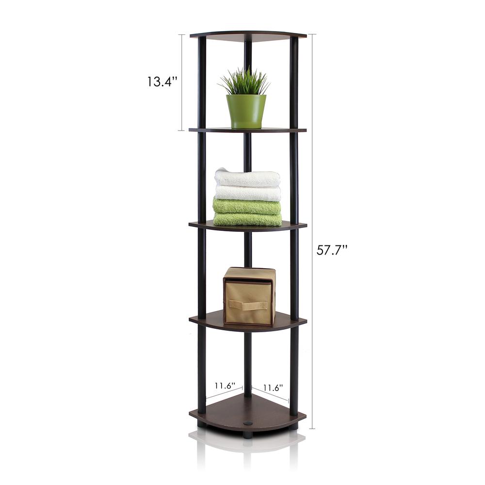 Furinno 2-99811DBWG Turn-N-Tube 5-Tier Corner Multipurpose Display Shelves, Set of 2