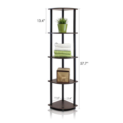 Furinno 2-99811DBWG Turn-N-Tube 5-Tier Corner Multipurpose Display Shelves, Set of 2