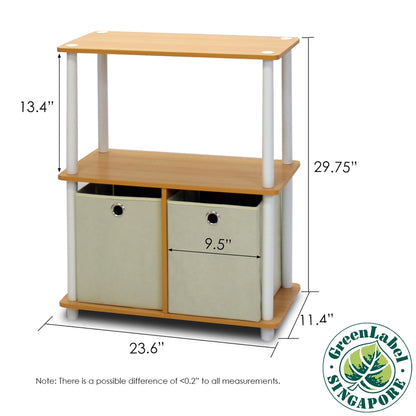 Go Green 3-Tier 2-Bins Multipurpose Storage Shelf, Set of Two