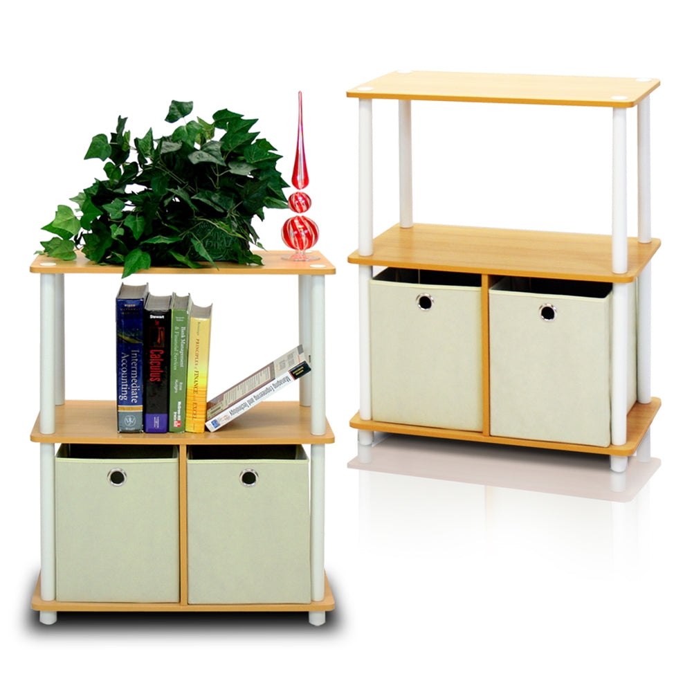 Go Green 3-Tier 2-Bins Multipurpose Storage Shelf, Set of Two