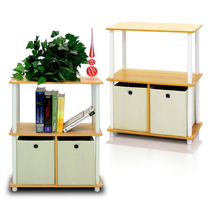 Go Green 3-Tier 2-Bins Multipurpose Storage Shelf, Set of Two