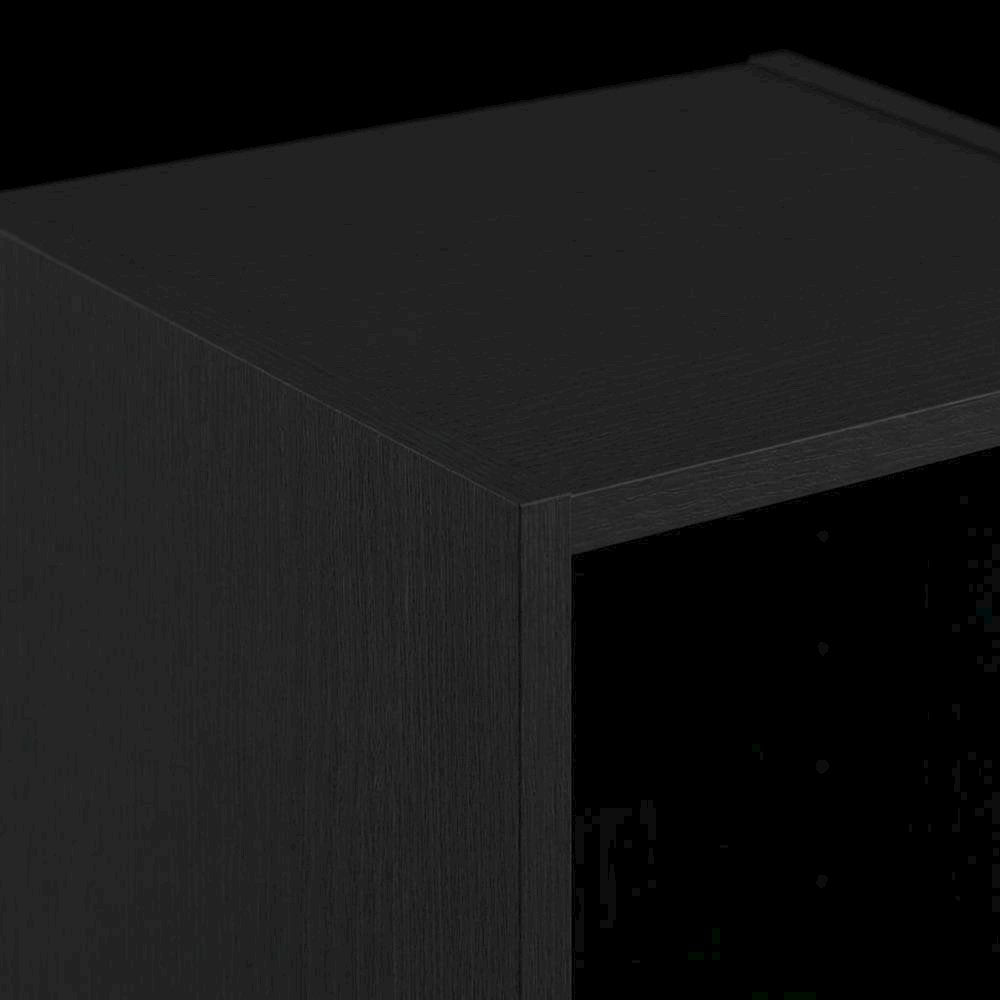 Wooden Bookcase in Black Finish with Spacious Shelves for Storage
