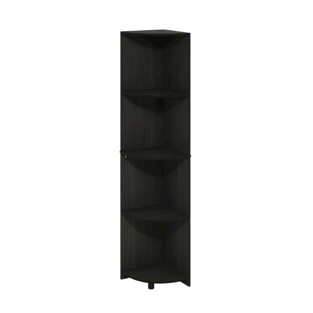 Espresso 4-Tier Corner Bookcase with Multiple Shelves for Space Optimization