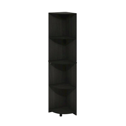 Espresso 4-Tier Corner Bookcase with Multiple Shelves for Space Optimization