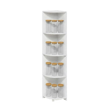 White 4-Tier Corner Shelf Bookcase with Sturdy Wooden Construction
