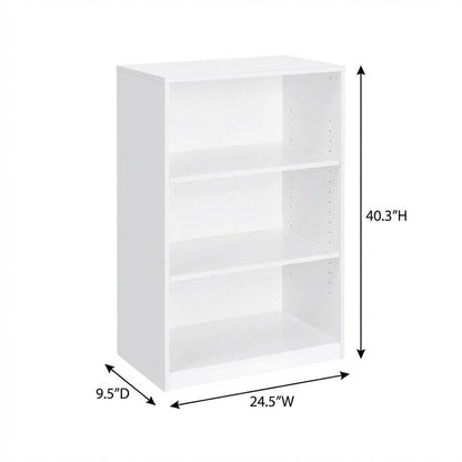White 3-Shelf Bookcase with Sturdy Construction and Modern Design