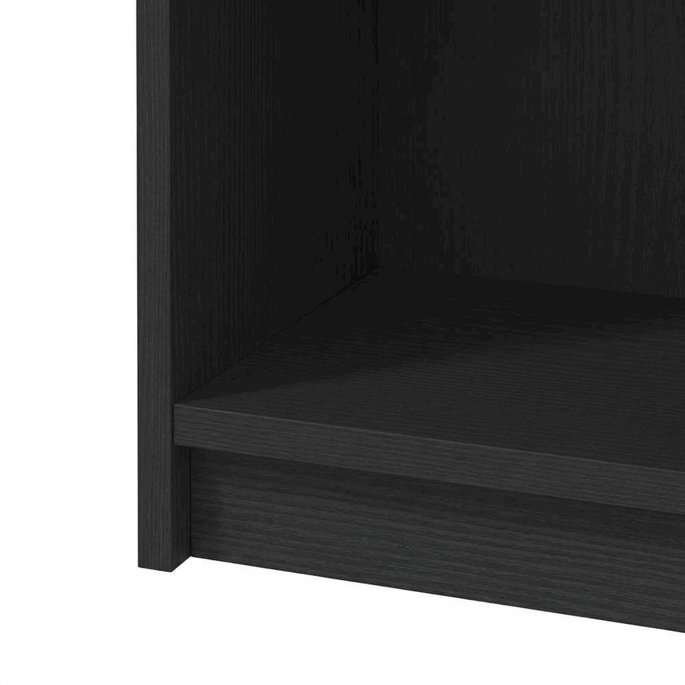 Wooden Bookcase in Black Finish with Spacious Shelves for Storage