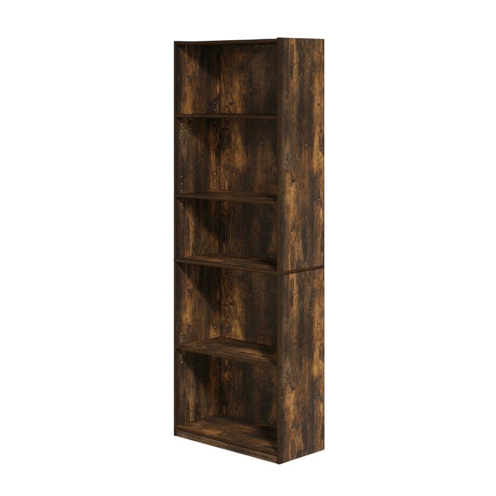 Wooden Bookcase in Finish with Open Shelves for Living Room Storage