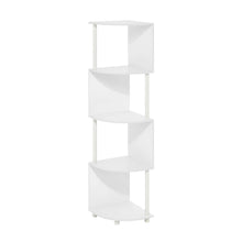 White 4-Tier Zigzag Corner Shelf with Sturdy Wood Construction