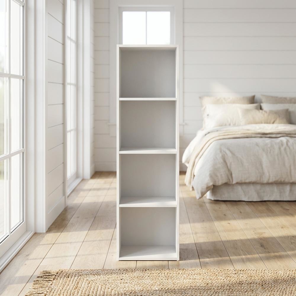 Wooden 4-Tier Open Shelf Closet Organizer for Multipurpose Storage, Organization