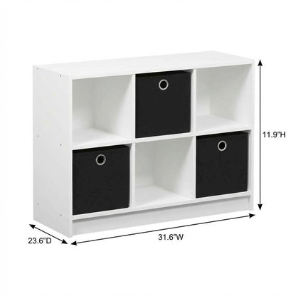 White and Black 3x2 Bookcase with Storage Bins for Organizing and Display