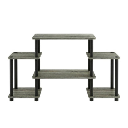 Contemporary Entertainment Center in French Oak and Black Finish with Storage
