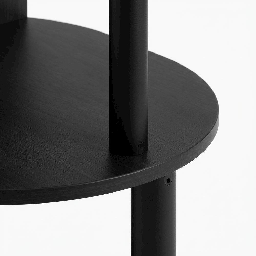 Walnut Oval Nightstand with Wooden Finish and Compact Design