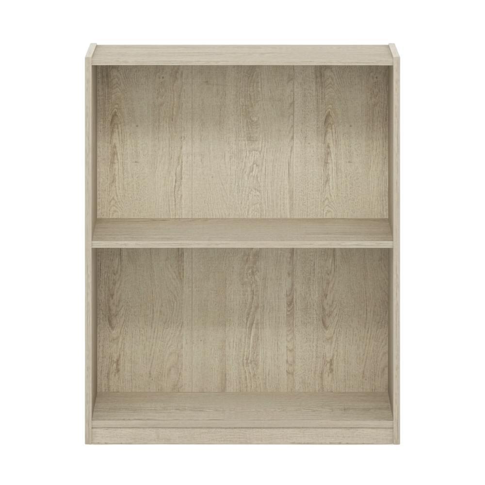 Wooden 2-Tier Open Shelf Bookcase with Sturdy Construction in Brown Finish