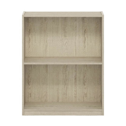 Wooden 2-Tier Open Shelf Bookcase with Sturdy Construction in Brown Finish