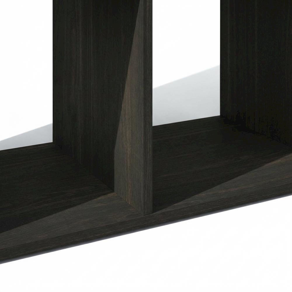 Wood Bookcase in Warm Brown Finish with Multiple Shelves for Storage