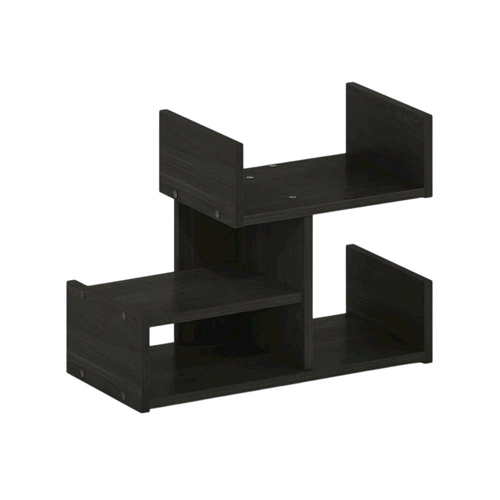 Wooden Desktop Bookshelf Storage Organizer in Espresso with Compact Design
