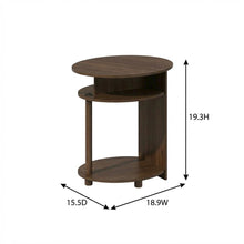 Walnut Oval Nightstand with Wooden Finish and Compact Design