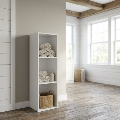 Wooden White Bookcase with Compact Design and Sturdy Construction